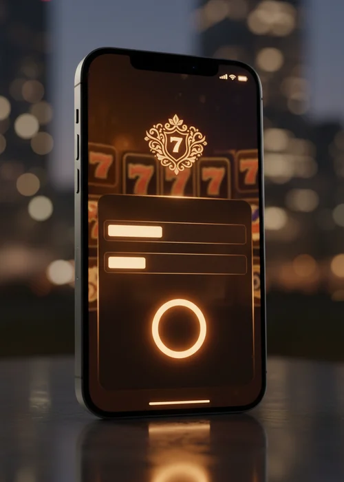 Andrew Tate Casino login screen showing email and password fields with a secure padlock icon and a vibrant background of casino games, symbolising secure access to gaming empire.